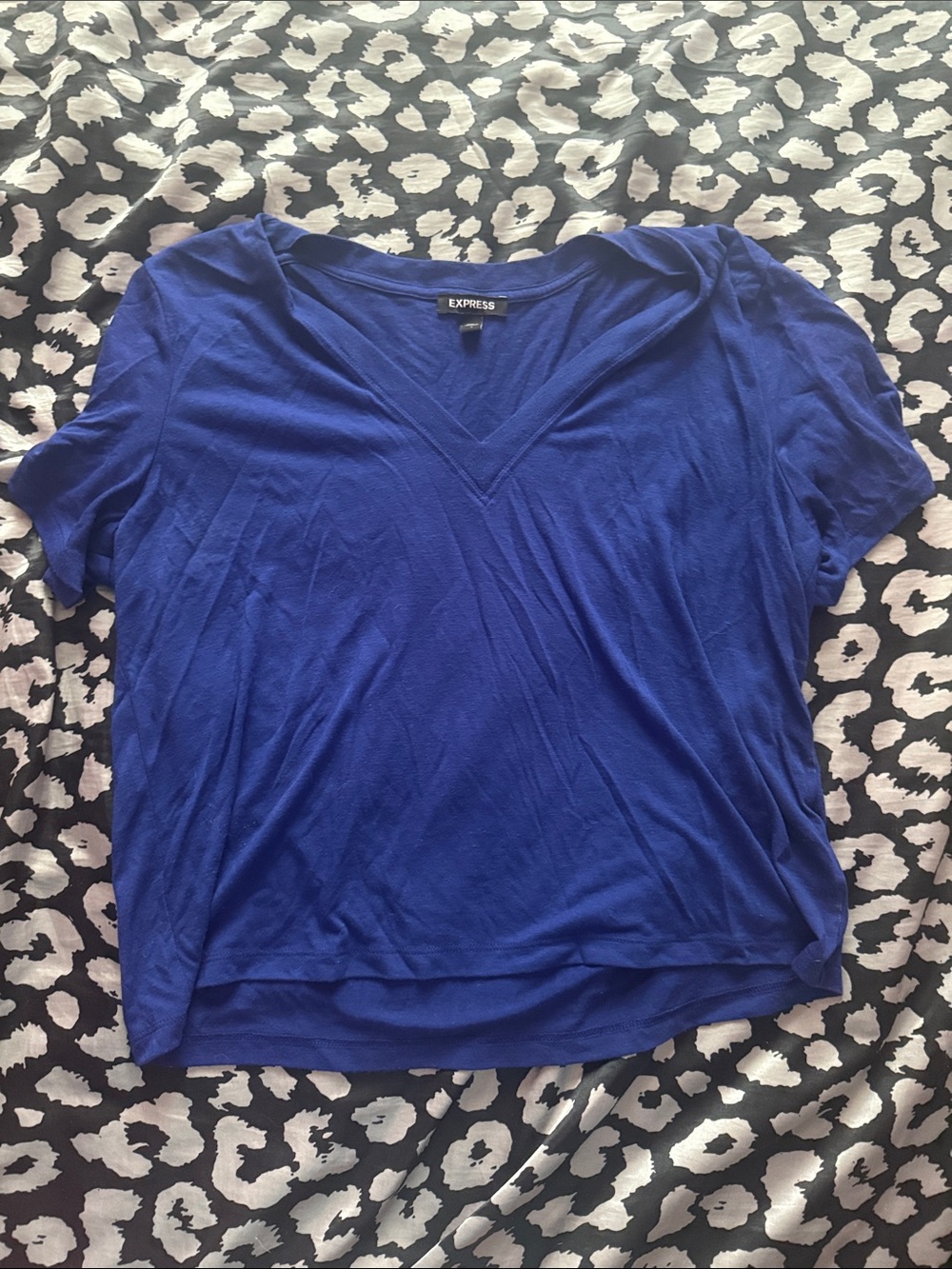Express Women's V-Neck Short Sleeve Tee in Royal Blue